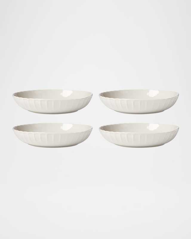 French Perle Scallop Dinner Bowls, Set of 4